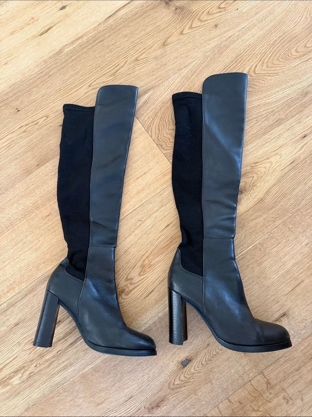 Stuart Weitzman Black Over-the-Knee Block Heel Boots
